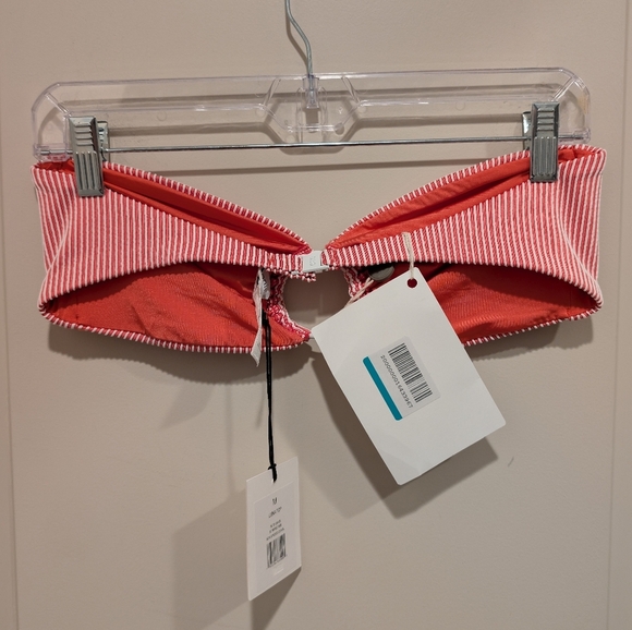 Onia Spiced Coral and White Striped Ribbed Bikini Set Size Medium - Picture 8 of 12